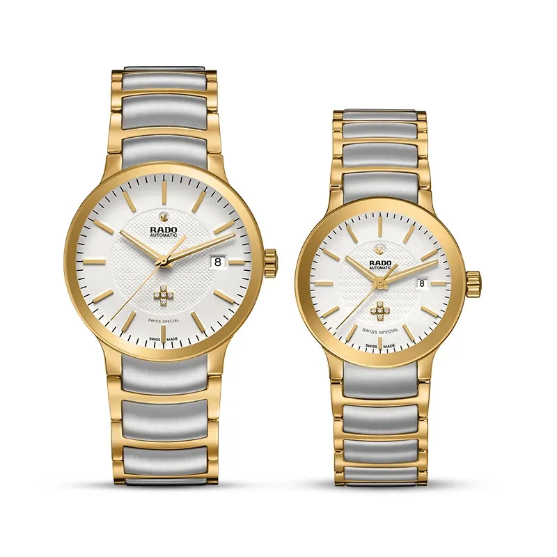 Rado Centrix 'Swiss Special' Cream Dial Two-tone Couple Watch | R30079703/R30080703